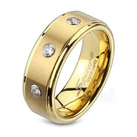 Aranyozott Tungsten/Volfrám Gyűrű Cirkóniával