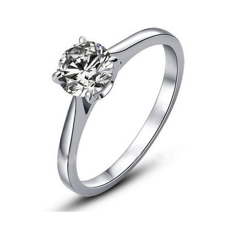 Fehéraranyazott Eljegyzési Gyűrű 0.75 Karát Gyémántutánzattal