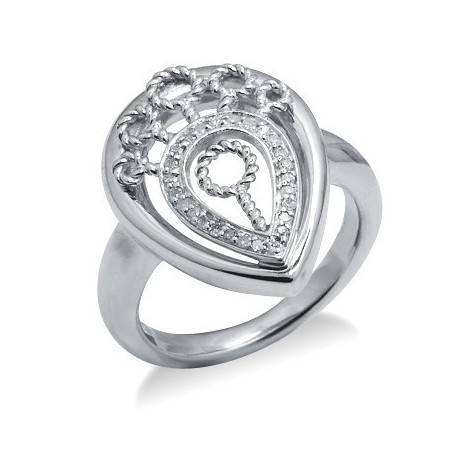 Sterling Ezüst Gyűrű Gyémánt Drágakővel