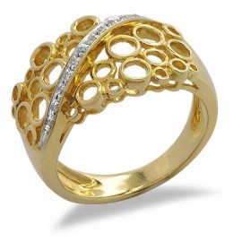 18K Sárga Arany Gyűrű Gyémánt Drágakövekkel