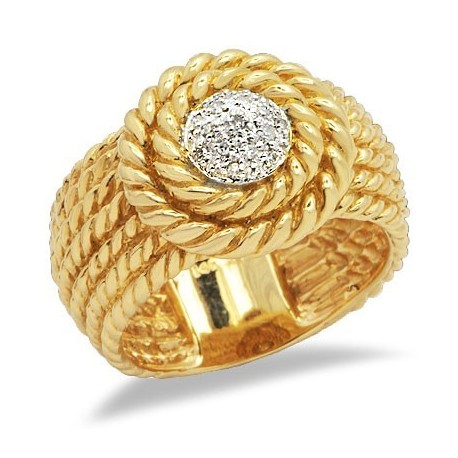 14K Sárga Arany Gyűrű Gyémánt Drágakövekkel