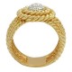 14K Sárga Arany Gyűrű Gyémánt Drágakövekkel