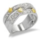 14K Kétárnyalatú Arany Gyűrű Gyémánt Drágakövekkel