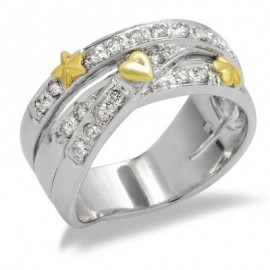 14K Arany Gyűrű Gyémánt Drágakövekkel