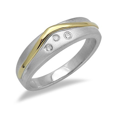 Sterling Ezüst Gyűrű 18K Arannyal és Gyémánt Drágakövekkel