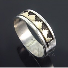 Amerikai Indián Ezüst és 14K Arany Gyűrű