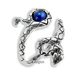 Állítható Ezüst Kígyó Gyűrű Kék Kristállyal