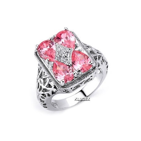 Sterling Ezüst Gyűrű Rózsaszín Cirkónia Kövekkel