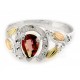 Ezüst és 12K Arany Női Gyűrű Gránát Drágakővel