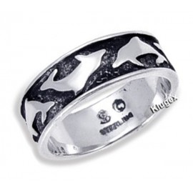 Ezüst Karika Gyűrű Delfinekkel