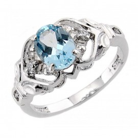 Kék Topáz Ezüst Gyűrű Cirkóniával