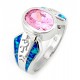 Ezüst Kokopellis Opál Gyűrű Rózsaszín Cubic Zirconiával 