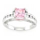 Ródiumozott Ezüst Gyűrű Rózsaszín Cubic Zirkóniával