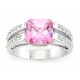 Ródiumozott Ezüst Gyűrű Kocka Rózsaszín Cubic Zirkóniával
