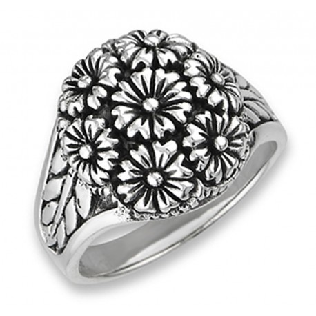 Ezüst Virág Csokor Gyűrű 
