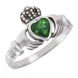 Sterling Ezüst Claddagh Gyűrű Smaragddal