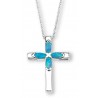 Ródiumozott Ezüst Kereszt Medál Kék Opállal