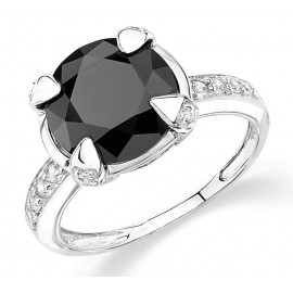 Ródiumozott Ezüst Gyűrű Fehér és Fekete Szintetikus Gyémánttal