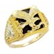 Black Hills 10K Arany Férfi Gyűrű Sassal és Onix Drágakővel