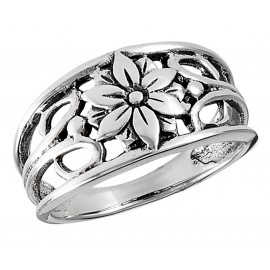 Ezüst Gyűrű Virággal