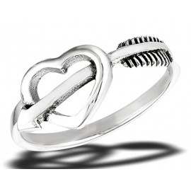 Ezüst Szív Gyűrű Nyíllal Átlőve