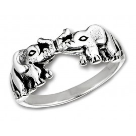 Ezüst Női Gyűrű Elefántokkal 