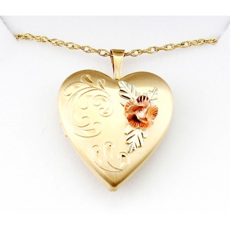 Aranydiffúziós Nyitható Szívmedál 10 Karátos Rózsával 