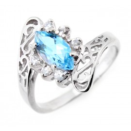 Ezüst Női Gyűrű Kék Topázzal