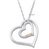  Ezüst és 12K Arany Dupla Szív Medál Lánccal